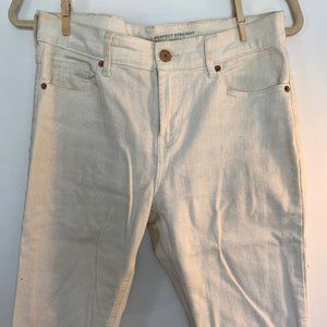 White Midrise Straight Leg Jeans